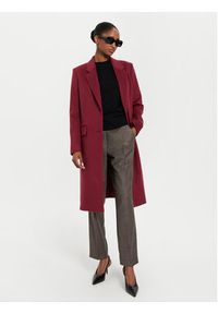 BOSS - Boss Płaszcz wełniany Catara 50501019 Bordowy Slim Fit. Kolor: czerwony. Materiał: wełna #6