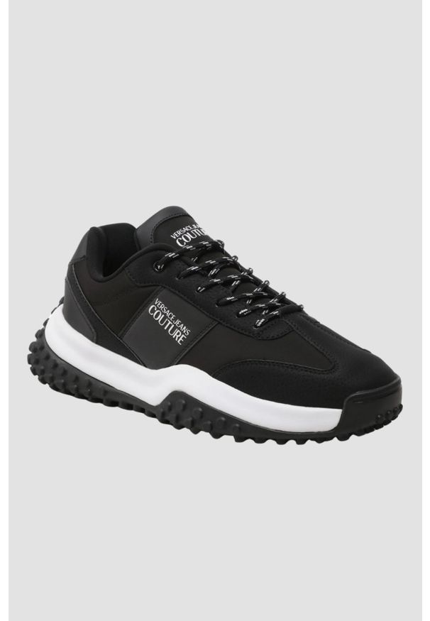 Versace Jeans Couture - VERSACE JEANS COUTURE Czarne sneareksy męskie Fondo Hyber Dis. 47, Rozmiar 42. Kolor: czarny