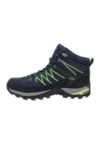 Buty trekkingowe męskie CMP Rigel Mid Trekking. Wysokość cholewki: za kostkę. Zapięcie: sznurówki. Kolor: wielokolorowy, czarny, niebieski. Materiał: skóra, tkanina, zamsz, materiał, syntetyk. Szerokość cholewki: normalna. Sport: turystyka piesza