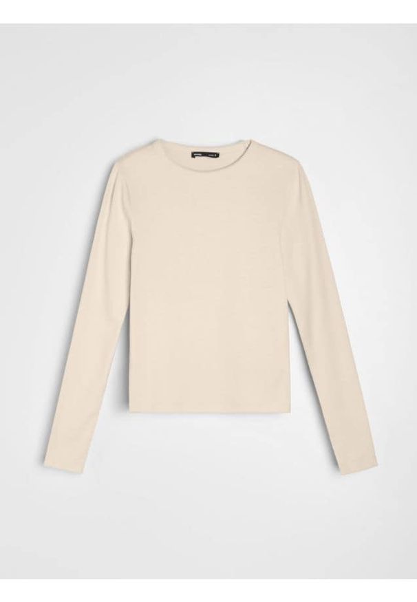 Sinsay - Bawełniana koszulka z długim rękawem - żółty. Kolor: żółty. Materiał: bawełna. Długość rękawa: długi rękaw. Długość: długie