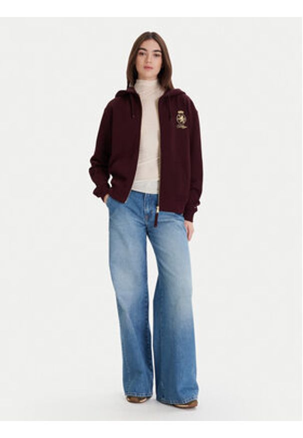 TOMMY HILFIGER - Tommy Hilfiger Bluza WW0WW46126 Bordowy Regular Fit. Kolor: czerwony. Materiał: bawełna