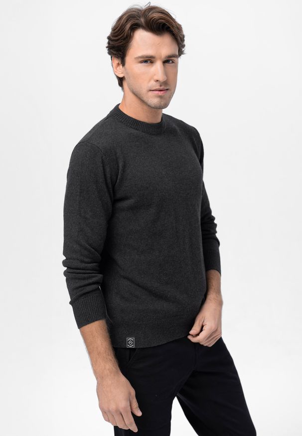 Volcano - Bawełniany sweter S-RAYAN. Okazja: na co dzień. Kolor: szary. Materiał: bawełna. Wzór: melanż. Styl: elegancki, casual, klasyczny