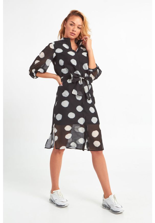 Marella - Sukienka Pagila MARELLA. Typ kołnierza: kołnierzyk stójkowy. Wzór: grochy. Typ sukienki: proste