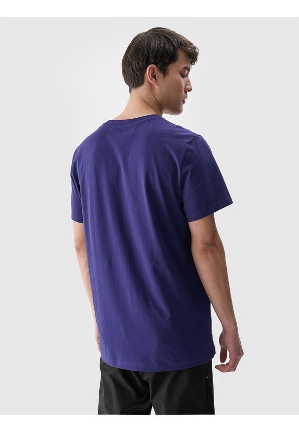 4f - 4F T-shirt regular gładki męski - granatowy S. Okazja: na co dzień. Kolor: niebieski. Materiał: dzianina, bawełna, jersey. Długość rękawa: krótki rękaw. Długość: krótkie. Wzór: gładki. Styl: klasyczny, sportowy, casual