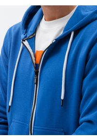 Ombre Clothing - Bluza męska rozpinana z kapturem BASIC - niebieski V9 B977 - XL. Typ kołnierza: kaptur. Kolor: niebieski. Materiał: bawełna, poliester #5