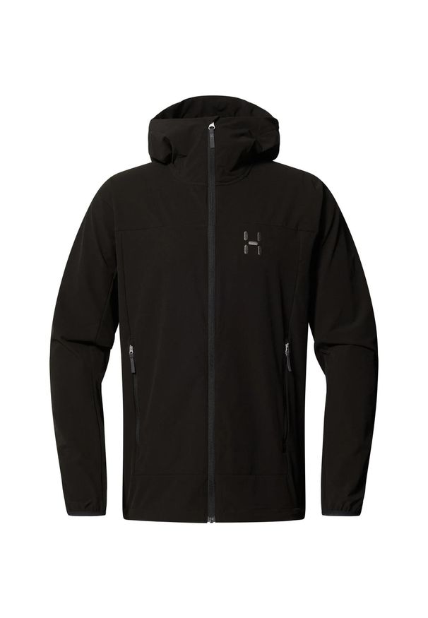 Haglöfs - Kurtka przeciwdeszczowa męska Rosson Softshell Hood. Kolor: czarny. Materiał: softshell. Sport: turystyka piesza