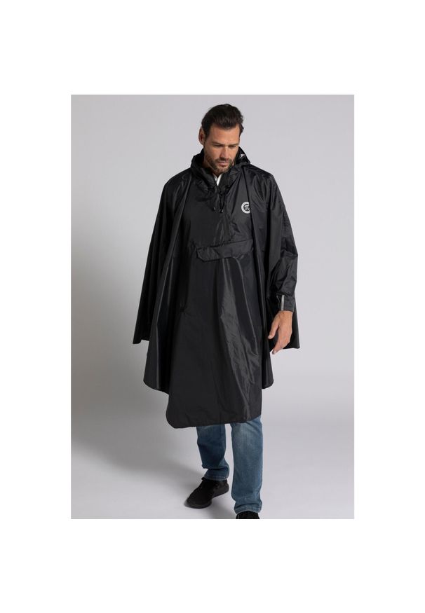 JAY-PI - Męskie Ponczo przeciwdeszczowe nieprzemakalne kaptur. Kolekcja: plus size. Kolor: czarny. Materiał: poliester, materiał