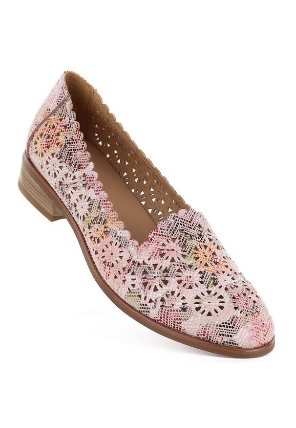 POTOCKI - Półbuty damskie ażurowe multikolor Potocki 26-12320. Kolor: wielokolorowy. Materiał: tkanina. Wzór: ażurowy. Styl: elegancki