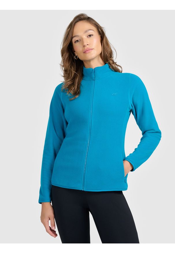 4f - 4F Polar ze stójką slim damski - turkusowy M. Typ kołnierza: kołnierzyk stójkowy. Kolor: turkusowy. Materiał: polar. Sport: wspinaczka