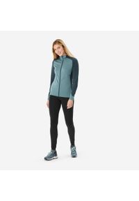 quechua - Polar turystyczny damski Quechua MH520 Light. Typ kołnierza: kołnierzyk stójkowy. Kolor: niebieski, zielony, wielokolorowy. Materiał: polar. Długość rękawa: długi rękaw. Długość: długie. Sport: turystyka piesza