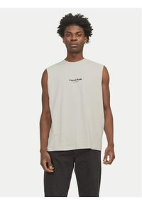 Jack & Jones - Jack&Jones Tank top Vesterbro 12250430 Beżowy Oversize. Kolor: beżowy. Materiał: bawełna