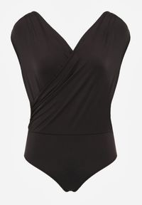 Renee - Czarne Kopertowe Body Bez Rękawów Edalwen. Okazja: na imprezę. Kolor: czarny. Materiał: skóra. Długość rękawa: bez rękawów. Styl: elegancki #6