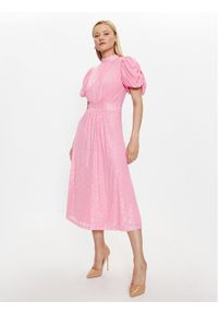ROTATE Sukienka koktajlowa Sequins Puff Sleeve 100058224 Różowy Regular Fit. Kolor: różowy. Materiał: syntetyk. Styl: wizytowy #1