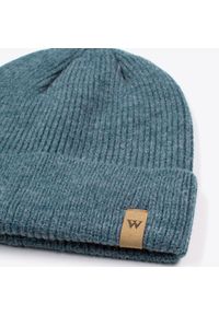 Wittchen - Męska czapka zimowa klasyczna ciemnoniebieska. Kolor: niebieski. Materiał: wełna. Wzór: aplikacja. Sezon: zima. Styl: klasyczny