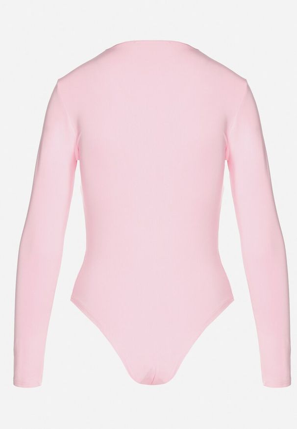 Born2be - Różowe Body Eleganckie z Marszczeniem Ziellea. Okazja: na co dzień. Kolor: różowy. Materiał: jeans. Długość rękawa: długi rękaw. Długość: długie. Styl: elegancki