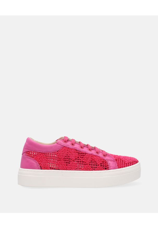 Venezia - RÓŻOWE SNEAKERSY Z MATERIAŁU 28099 FUXIA. Kolor: różowy. Materiał: materiał. Obcas: na obcasie. Wysokość obcasa: średni