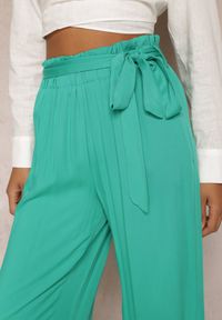 Renee - Zielone Spodnie Szerokie Phiorephis. Kolor: zielony. Materiał: materiał, tkanina, wiskoza. Długość: długie. Wzór: kwiaty, gładki #5