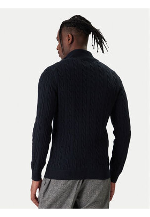 GANT - Gant Kardigan 8050604 Granatowy Slim Fit. Kolor: niebieski. Materiał: bawełna