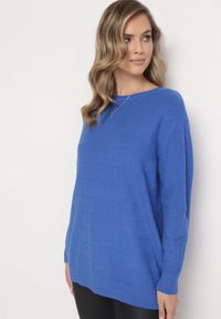 Born2be - Niebieski Klasyczny Sweter z Długim Rękawem Darissa. Kolor: niebieski. Materiał: tkanina, dzianina. Długość rękawa: długi rękaw. Długość: długie. Styl: klasyczny #4