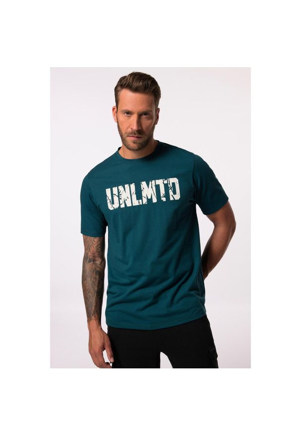 JAY-PI - Męski T-shirt rękaw 1/2 fitness nadruk UNLMTD szybkoschnący do roz. 7 XL. Kolekcja: plus size. Kolor: niebieski, wielokolorowy, zielony. Materiał: poliester, bawełna, materiał. Wzór: nadruk. Sport: fitness