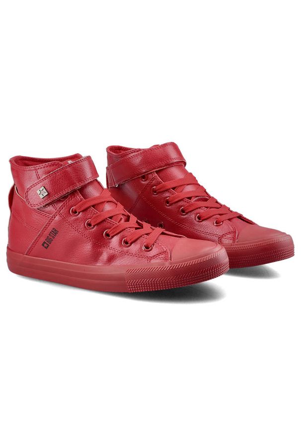 Big-Star - Czerwone Sneakersy Big Star Damskie Buty Na Rzep. Zapięcie: rzepy. Kolor: czerwony. Materiał: guma, skóra ekologiczna, materiał. Szerokość cholewki: normalna