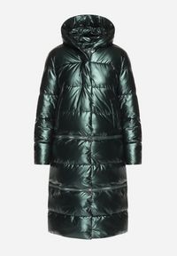 Born2be - Zielona Kurtka z Kapturem i Szerokim Pikowaniem o Regulowanej Długości Ansanna. Okazja: na co dzień. Typ kołnierza: kaptur. Kolor: zielony. Materiał: jeans. Styl: casual #6