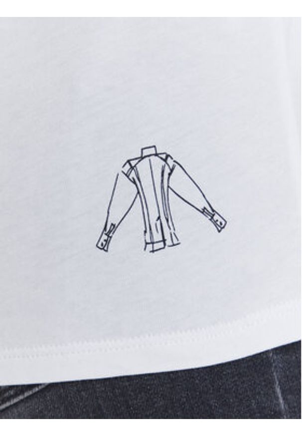 Karl Lagerfeld - KARL LAGERFELD T-Shirt A3W17099 Biały Regular Fit. Typ kołnierza: dekolt w karo. Kolor: biały. Materiał: bawełna