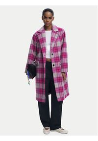 Desigual Płaszcz wełniany Pinkcheck 25WWEW15 Różowy Regular Fit. Kolor: różowy. Materiał: syntetyk #6