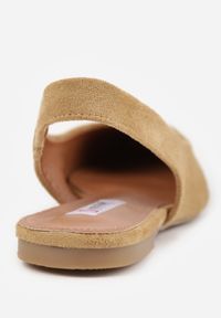 Born2be - Ciemnobeżowe Balerinki w Stylu Slingback Adriame. Nosek buta: otwarty. Kolor: brązowy. Materiał: skóra, zamsz. Sezon: lato. Obcas: na obcasie. Styl: klasyczny. Wysokość obcasa: niski #3