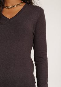 Renee - Ciemnobrązowy Sweter Chrysope. Kolor: brązowy. Wzór: jednolity. Styl: elegancki