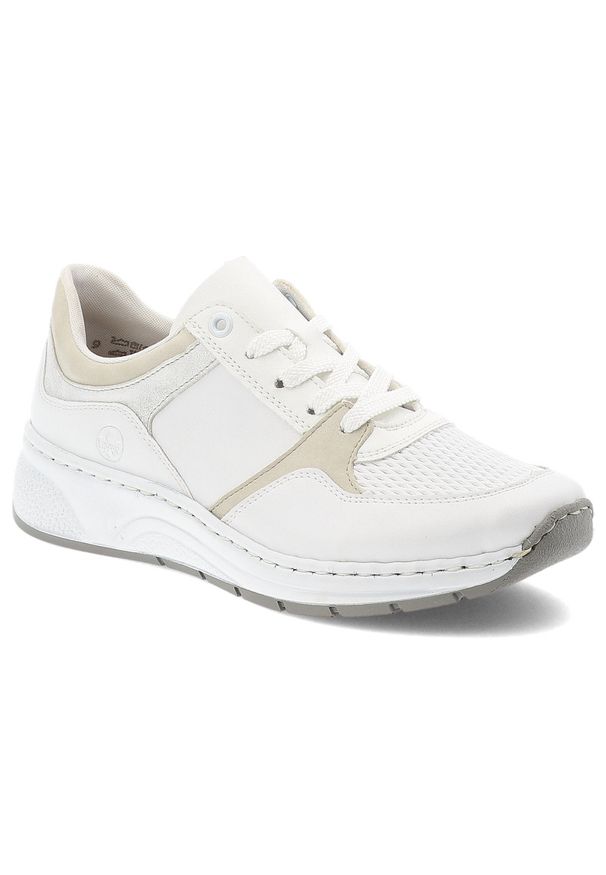 Białe Sneakersy Rieker Sportowe Obuwie Damskie. Okazja: na co dzień. Kolor: biały. Materiał: materiał, syntetyk, jeans. Szerokość cholewki: normalna