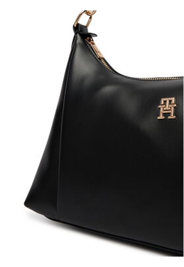 TOMMY HILFIGER - Tommy Hilfiger Torebka Th Essential Shoulder Bag AW0AW18374 Czarny. Kolor: czarny. Materiał: skórzane