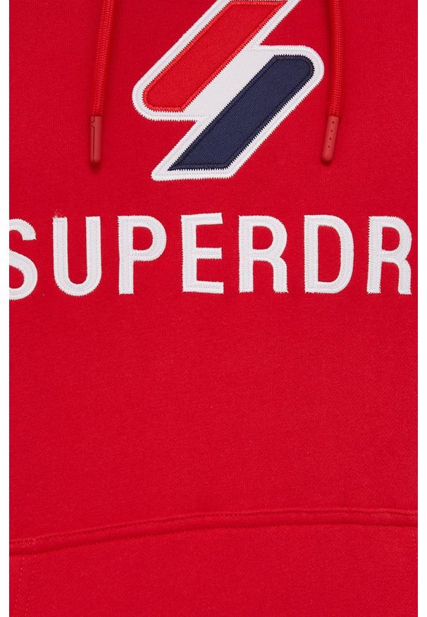 Superdry Bluza męska kolor czerwony z kapturem z aplikacją. Typ kołnierza: kaptur. Kolor: czerwony. Wzór: aplikacja