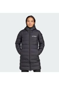 Adidas - Parka Terrex Multi Light Down Hooded 2.0. Kolor: czarny. Materiał: puch. Technologia: ClimaWarm (Adidas). Sport: turystyka piesza