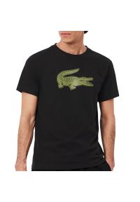 Koszulka Lacoste Sport 3D Print Crocodile Breathable Jersey TH2042-I6Z - czarna. Kolor: czarny. Materiał: jersey. Długość rękawa: krótki rękaw. Długość: krótkie. Wzór: nadruk