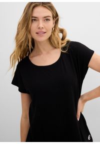 bonprix - Długi T-shirt z miękkiej mieszanki wiskozy. Kolor: czarny. Materiał: wiskoza. Długość rękawa: krótki rękaw. Długość: długie #3