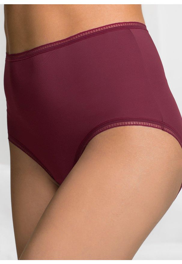 bonprix - Figi z wysoką talią z mikrofibry (3 pary). Kolor: czarny. Materiał: mikrofibra. Wzór: gładki, koronka