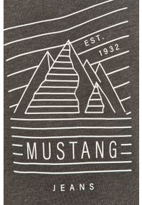 Mustang - Bluza bawełniana. Okazja: na co dzień. Kolor: szary. Materiał: bawełna. Wzór: aplikacja. Styl: casual #2