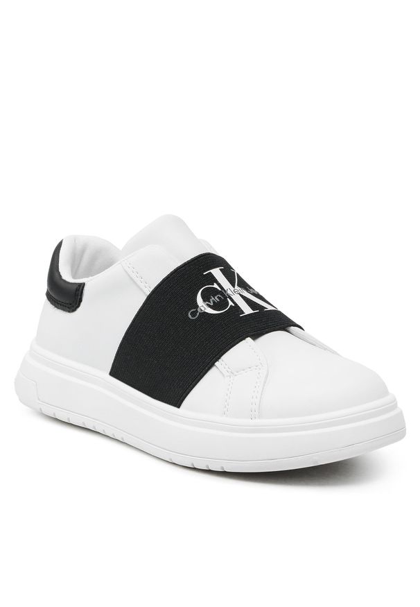 Sneakersy Calvin Klein Jeans Low Cut Sneaker V3X9-80558-1355 M White/Black X002. Kolor: biały. Materiał: skóra