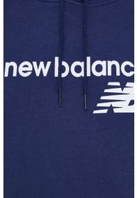 New Balance - Bluza. Typ kołnierza: kaptur. Kolor: niebieski. Długość rękawa: raglanowy rękaw. Wzór: nadruk #4