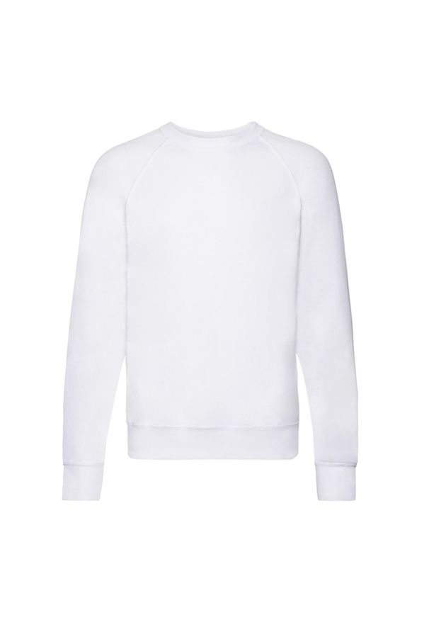 FRUIT OF THE LOOM - Lekki Męski Sweter Raglanowy. Kolor: biały. Długość rękawa: raglanowy rękaw