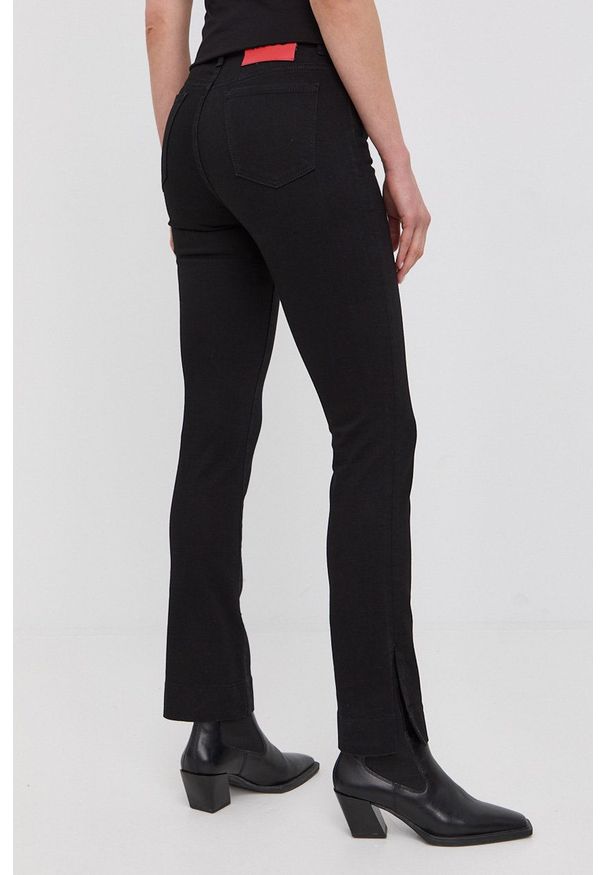 Hugo - HUGO jeansy Gillow damskie medium waist. Kolor: czarny