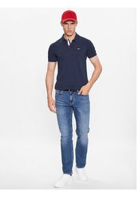Tommy Jeans Polo DM0DM15370 Granatowy Slim Fit. Typ kołnierza: polo. Kolor: niebieski. Materiał: bawełna