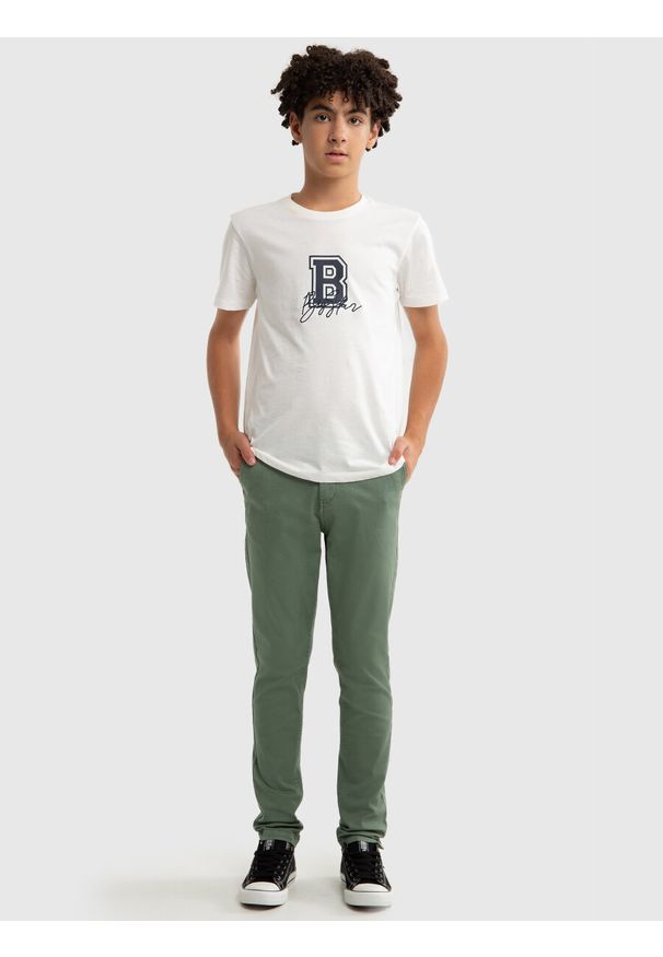 Big-Star - Spodnie chinosy chłopięce khaki Neil 303. Okazja: na uczelnię, na co dzień. Kolor: zielony. Sezon: wiosna, lato. Styl: klasyczny, casual