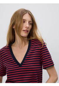 Reserved - T-shirt z merceryzowanej bawełny - granatowy. Kolor: niebieski. Materiał: bawełna #1