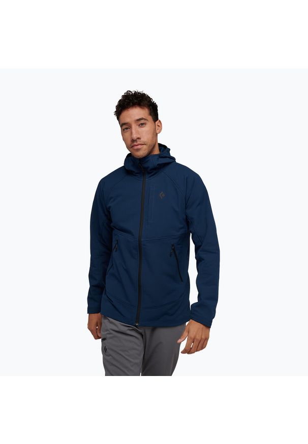 Kurtka softshell męska Black Diamond Element Hoody. Kolor: niebieski. Materiał: softshell