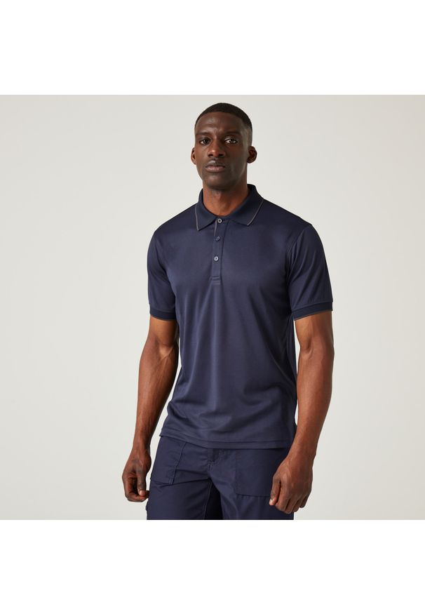 Regatta - Męska koszulka polo Nagate. Typ kołnierza: polo. Kolor: turkusowy, niebieski, wielokolorowy. Materiał: tkanina. Sport: turystyka piesza