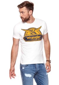 Wrangler - KOSZULKA WRANGLER SS EAGLE TEE OFFWHITE W7B74FK02. Wzór: kolorowy, nadruk