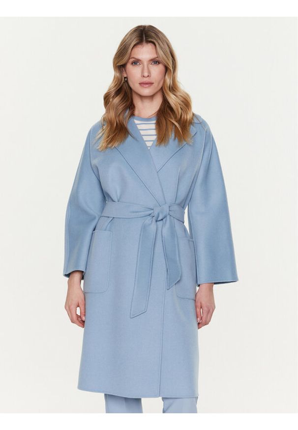 Płaszcz wełniany Weekend Max Mara. Kolor: niebieski. Materiał: wełna