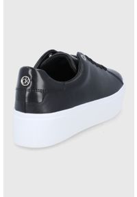 Calvin Klein Buty skórzane kolor czarny na platformie. Nosek buta: okrągły. Zapięcie: sznurówki. Kolor: czarny. Materiał: skóra. Obcas: na platformie #3